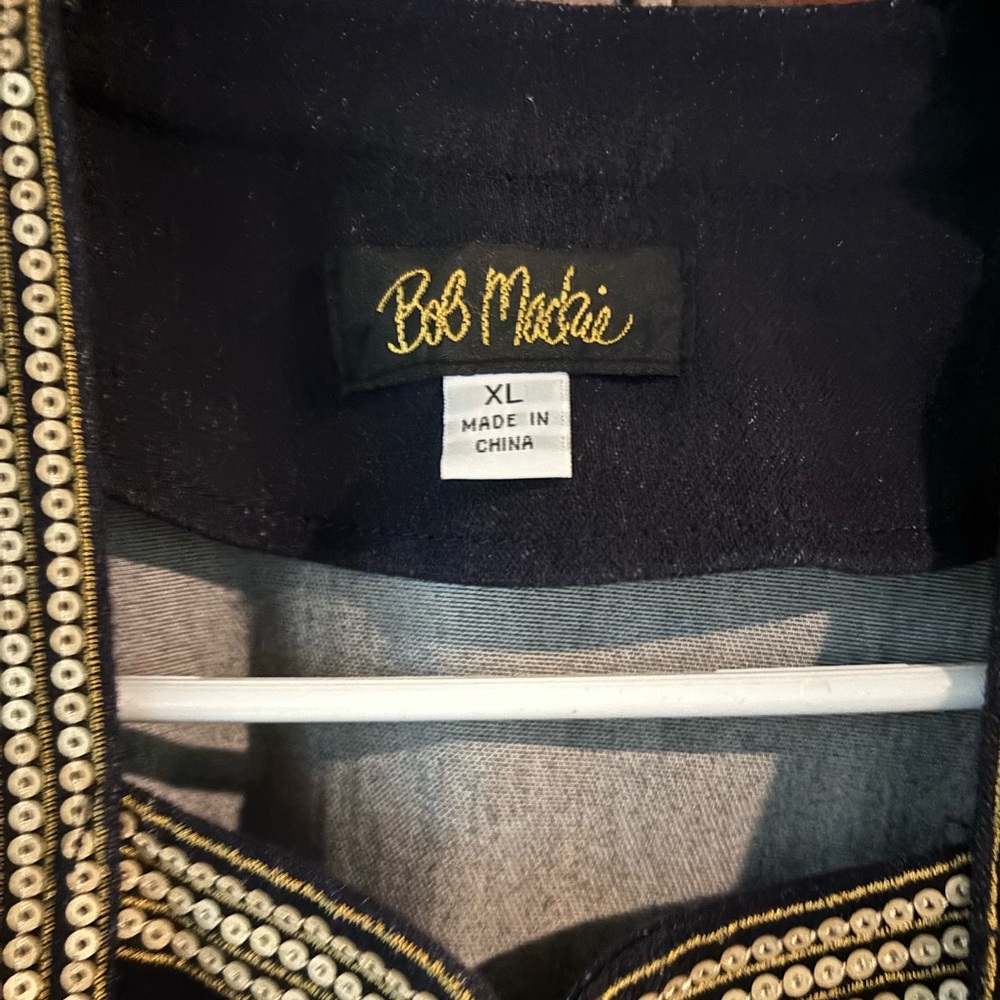B17. Bob Mackie Jacket w/ Gold Sequin Accents, Hook & Eye Front Closure, Medium - Picture 5 of 7